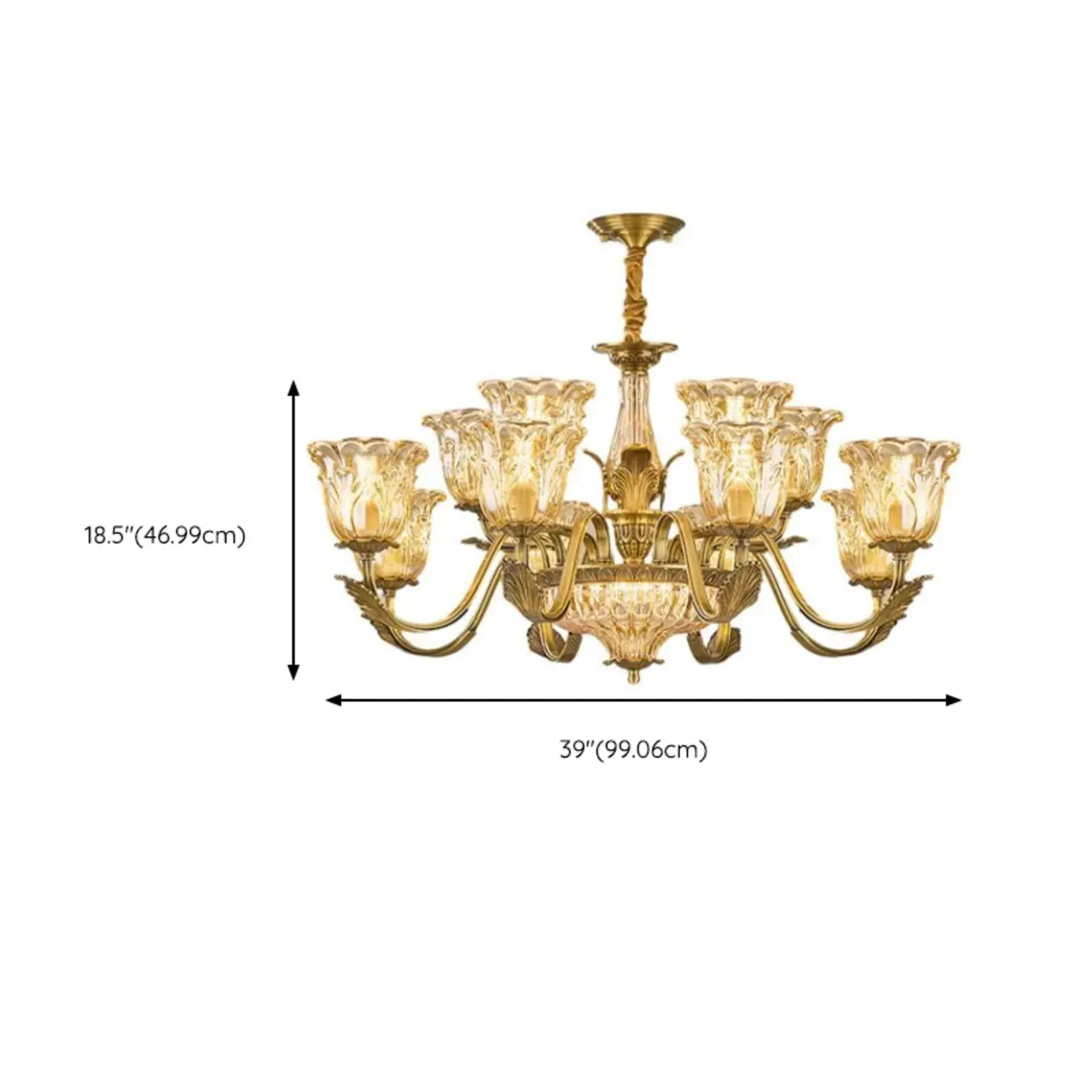 Gold Floral Glass Crystal Chandelier Elegant Design