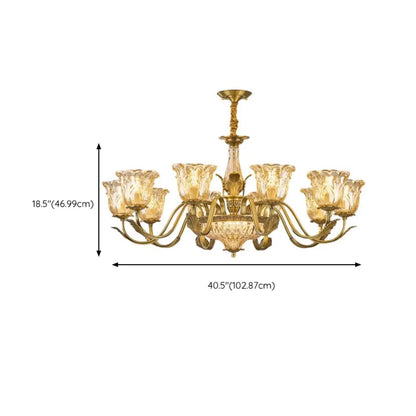 Gold Floral Glass Crystal Chandelier Elegant Design