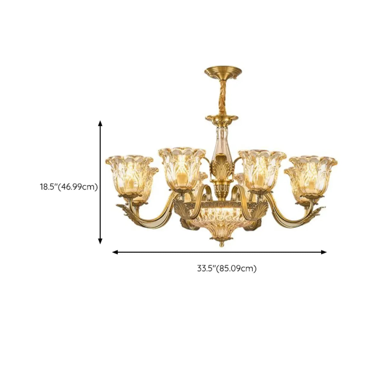 Gold Floral Glass Crystal Chandelier Elegant Design