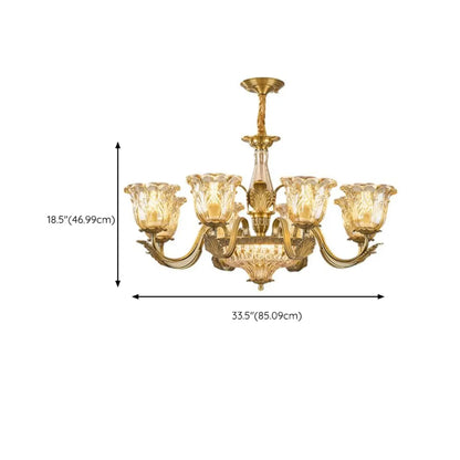 Gold Floral Glass Crystal Chandelier Elegant Design