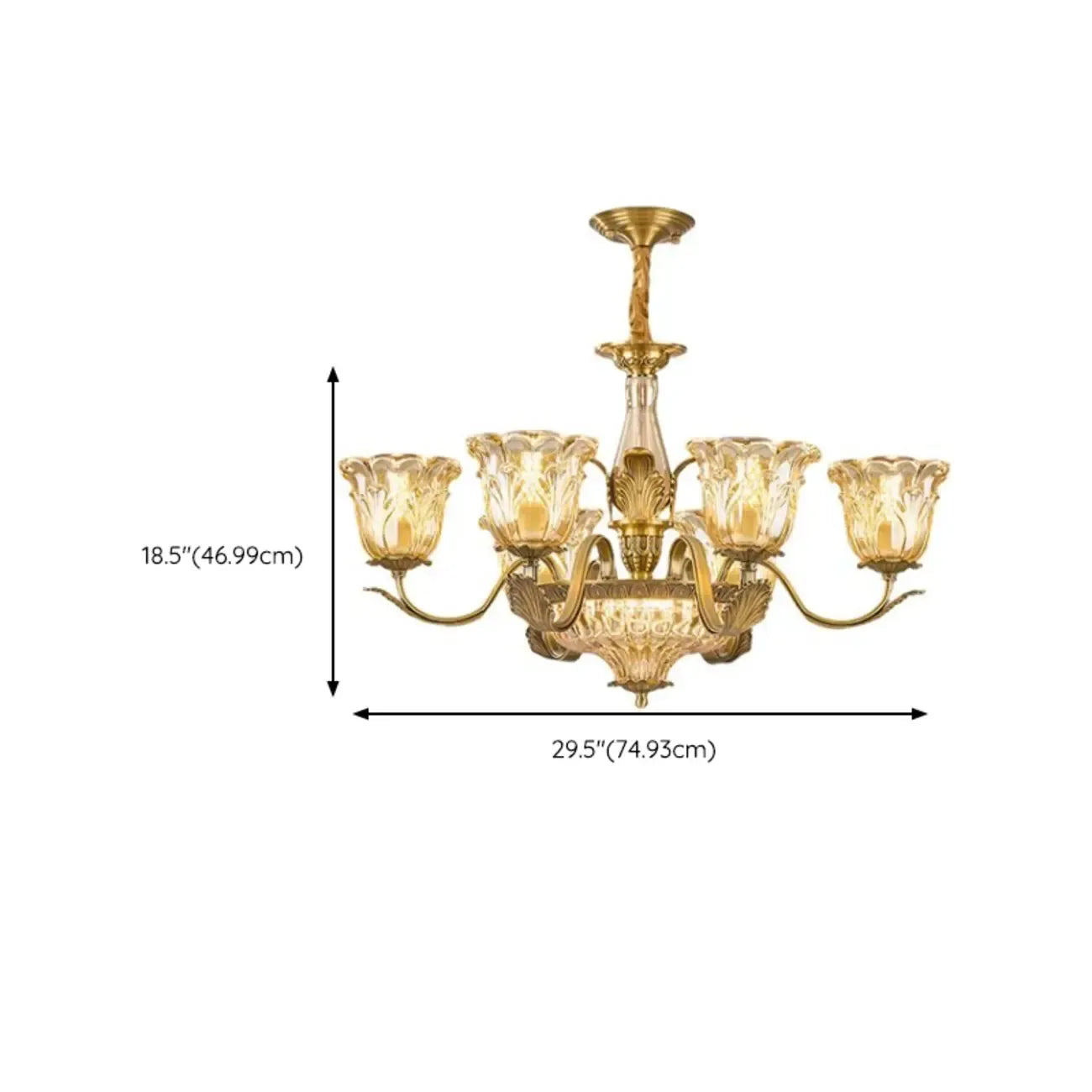 Gold Floral Glass Crystal Chandelier Elegant Design