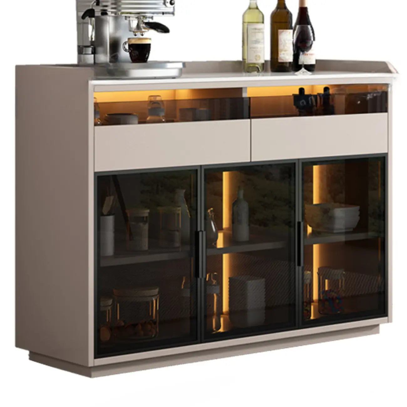 Modern Wood Buffet Sintered Stone Countertop