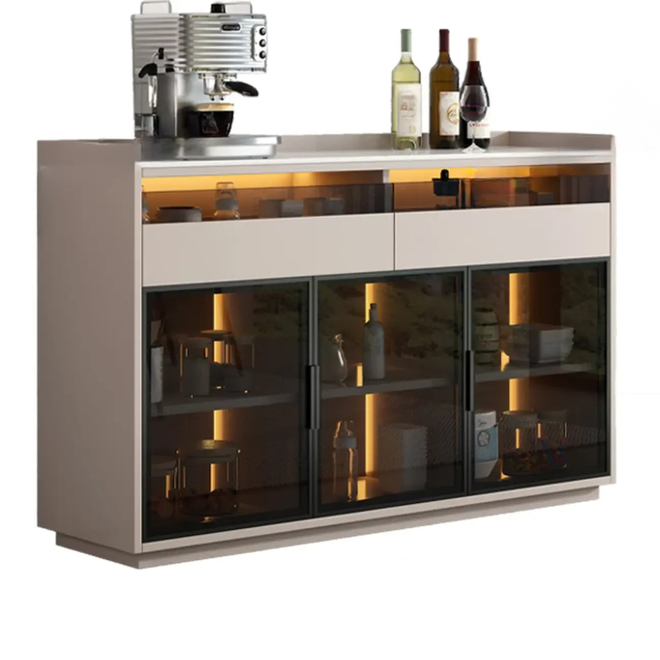 Modern Wood Buffet Sintered Stone Countertop