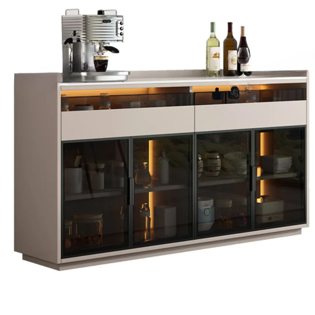 Modern Wood Buffet Sintered Stone Countertop