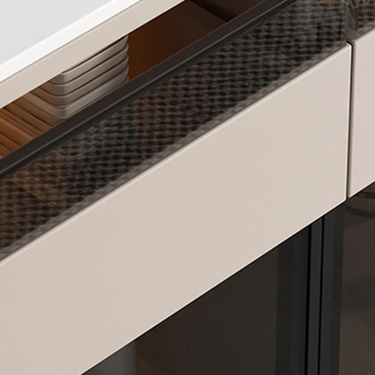 Modern Wood Buffet Sintered Stone Countertop