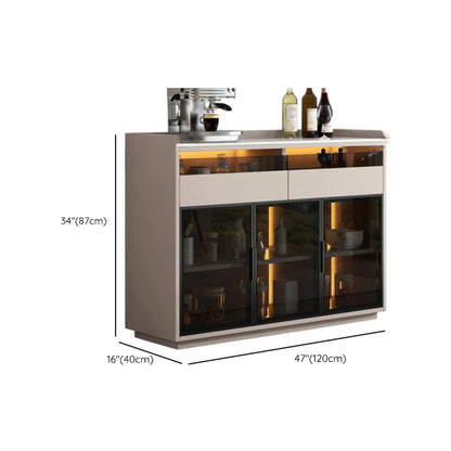 Modern Wood Buffet Sintered Stone Countertop