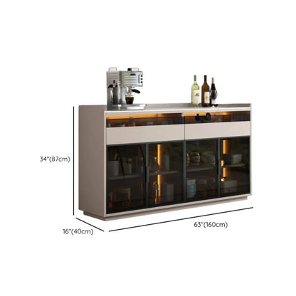 Modern Wood Buffet Sintered Stone Countertop