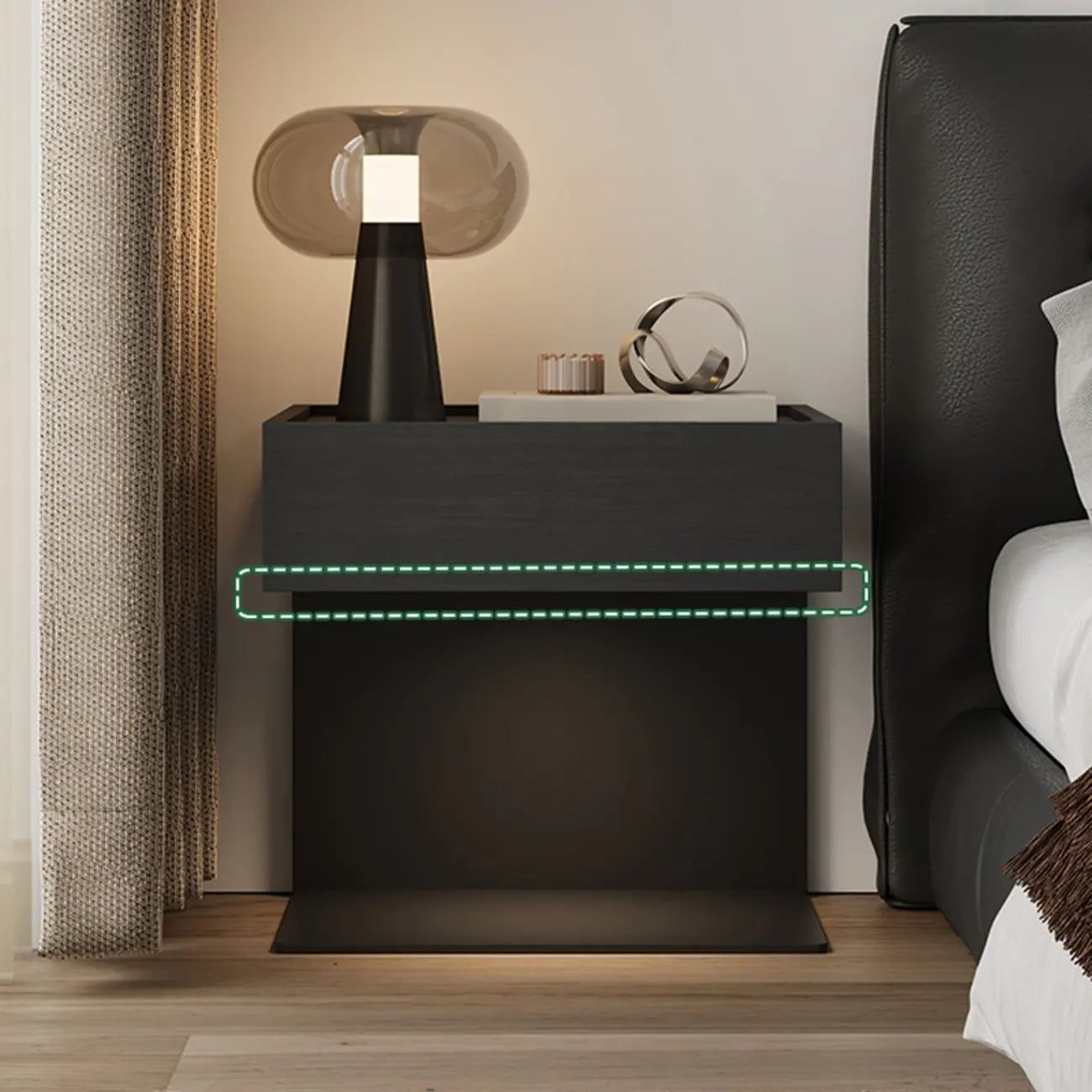 Modern Composite Wood Nightstand with Drawer Storage