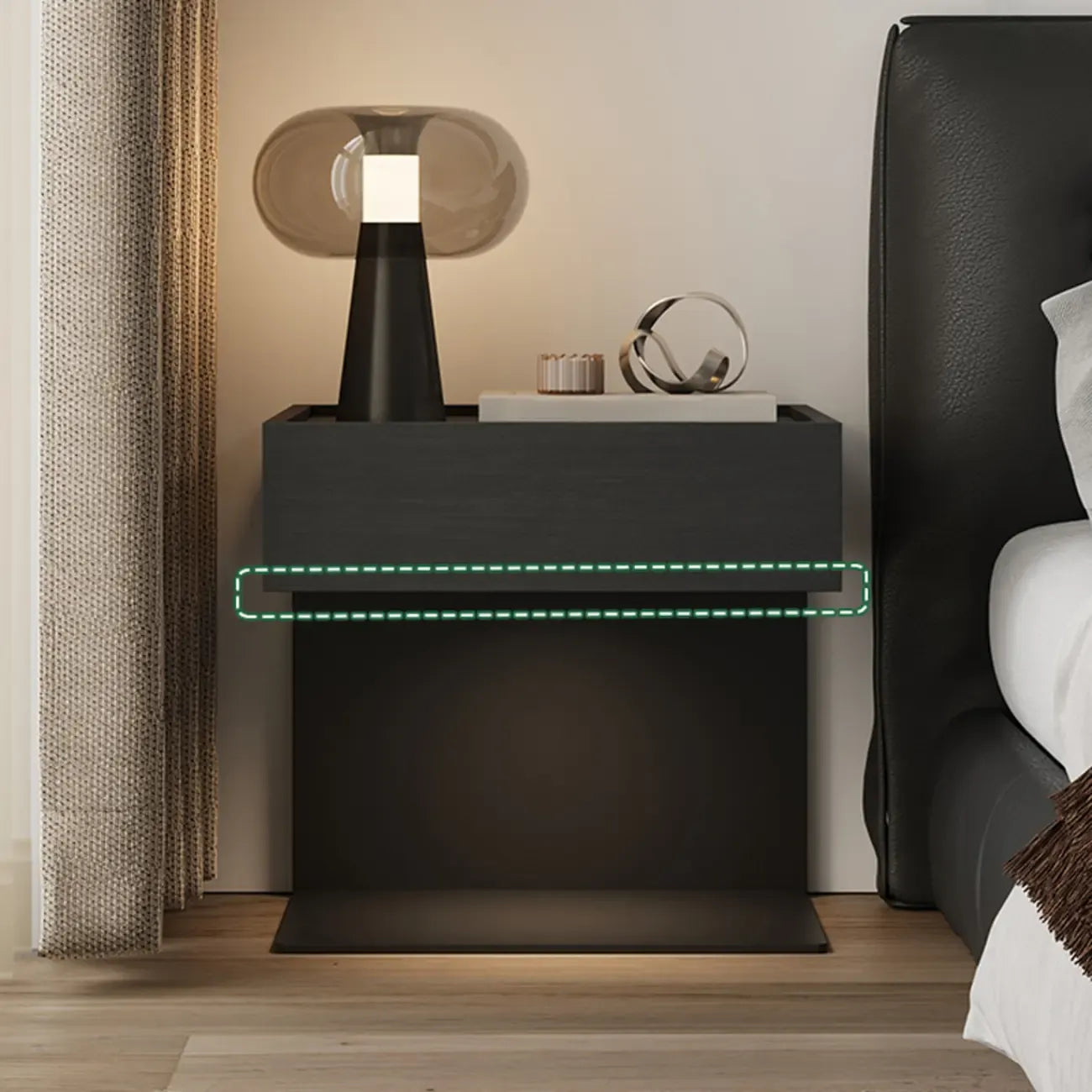 Modern Composite Wood Nightstand with Drawer Storage