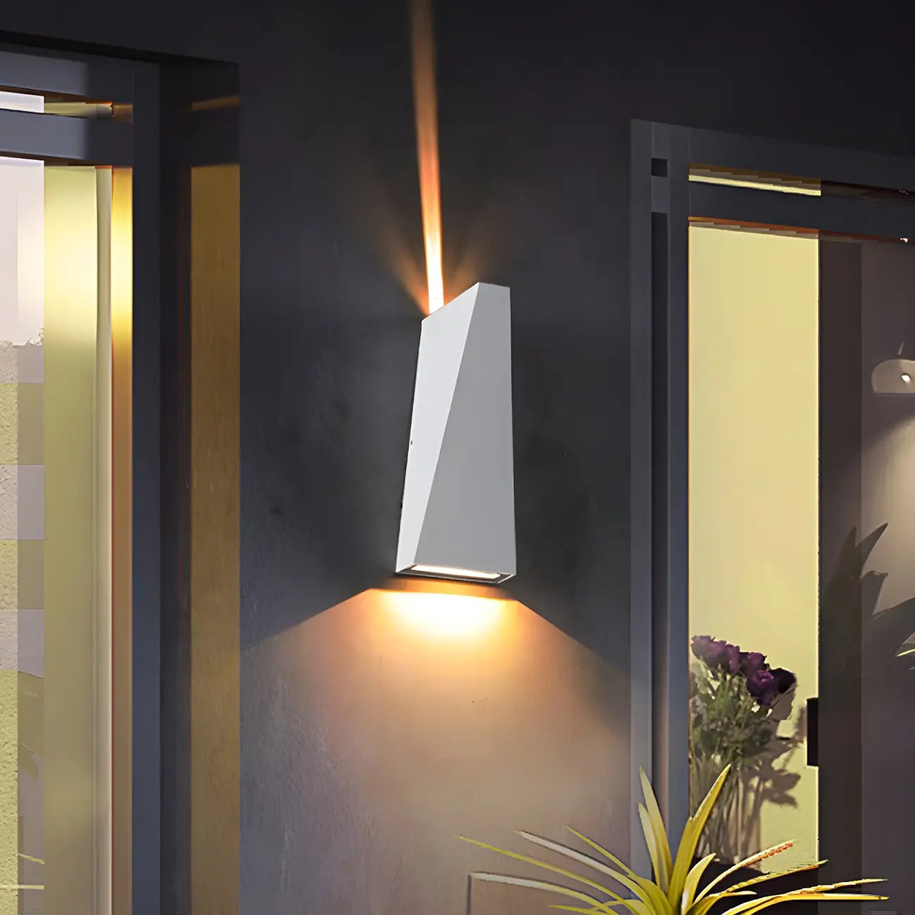 Modern Black Metal Triangular Up Down LED Outdoor Wall Light