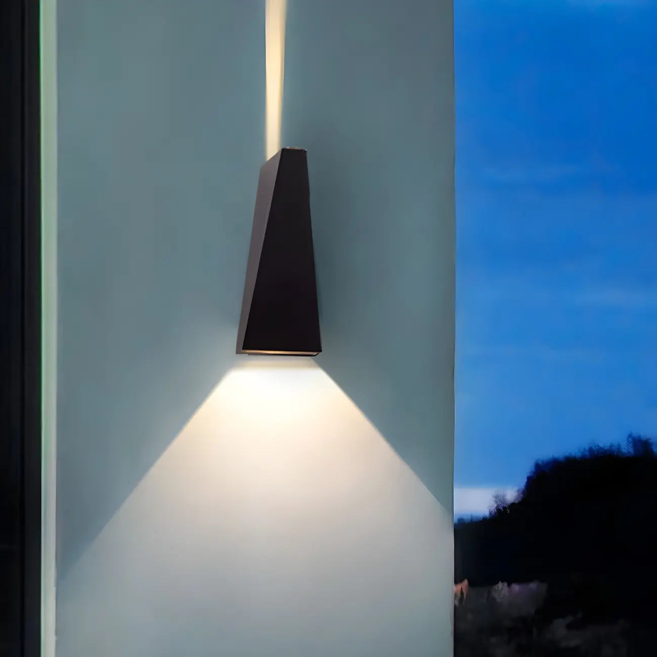 Modern Black Metal Triangular Up Down LED Outdoor Wall Light