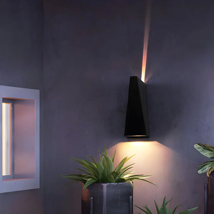 Modern Black Metal Triangular Up Down LED Outdoor Wall Light