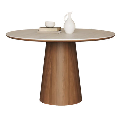 Modern Round Stone Top Pedestal Dining Table