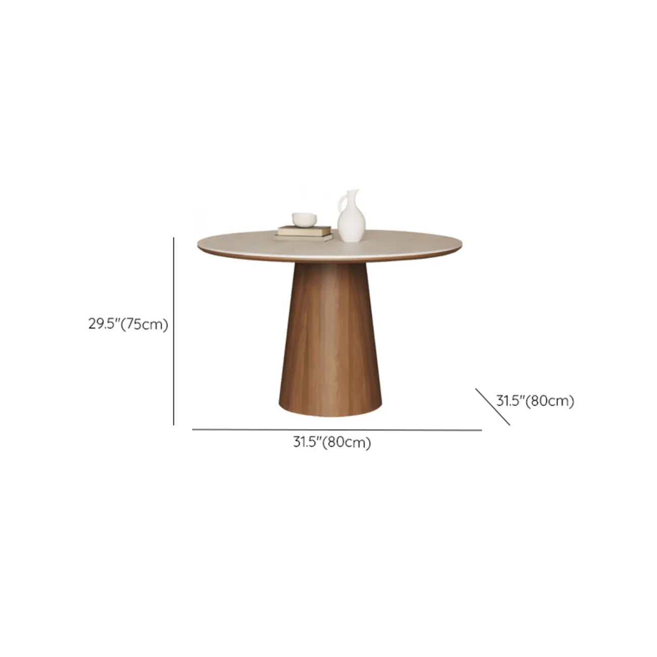 Modern Round Stone Top Pedestal Dining Table