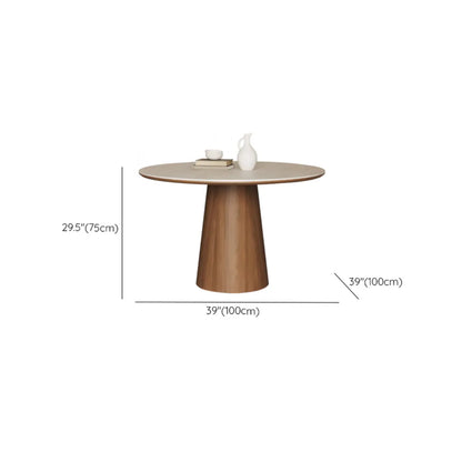 Modern Round Stone Top Pedestal Dining Table