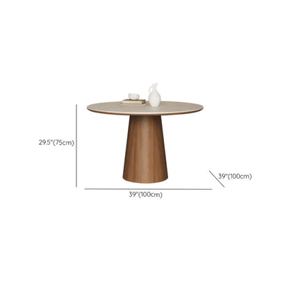 Modern Round Stone Top Pedestal Dining Table