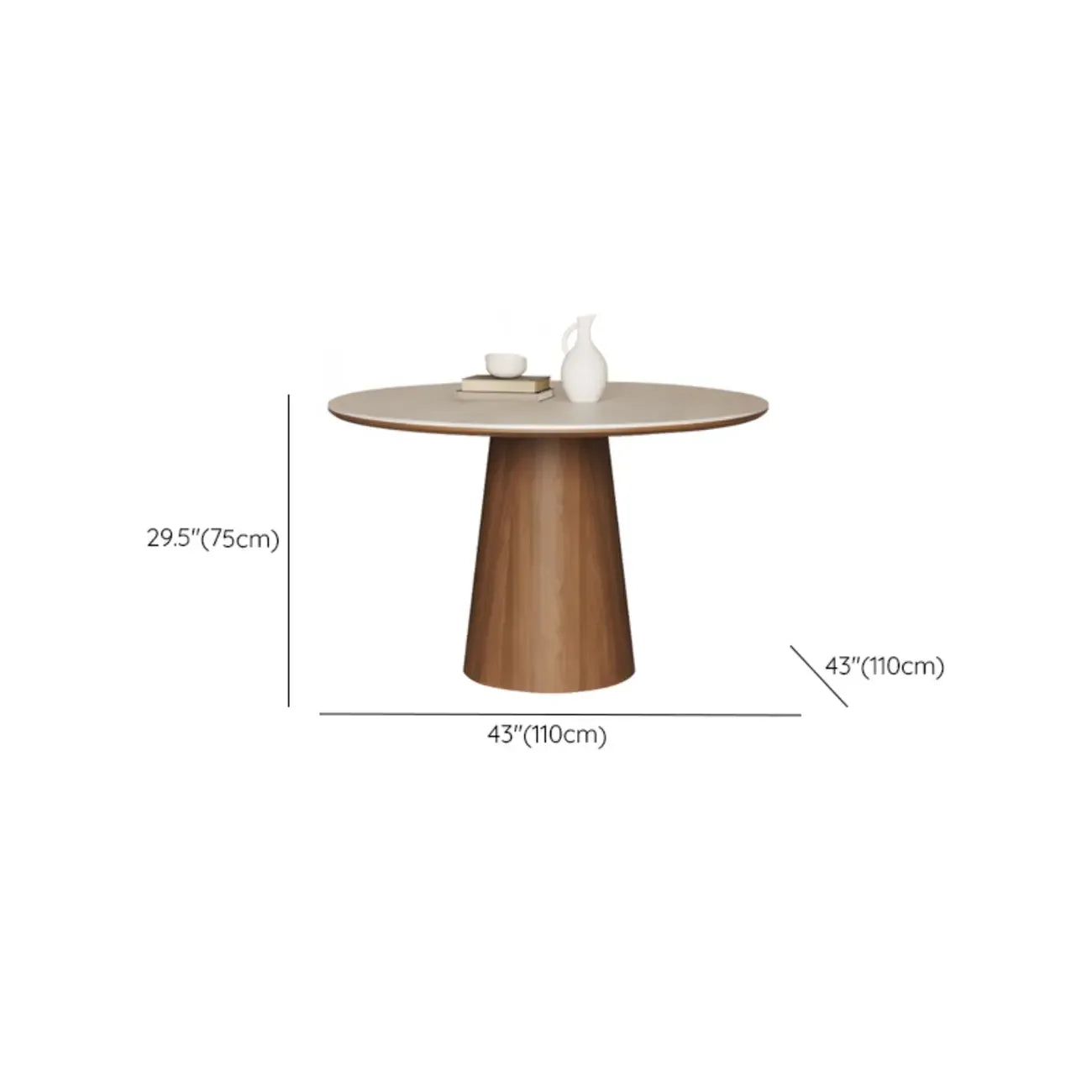 Modern Round Stone Top Pedestal Dining Table