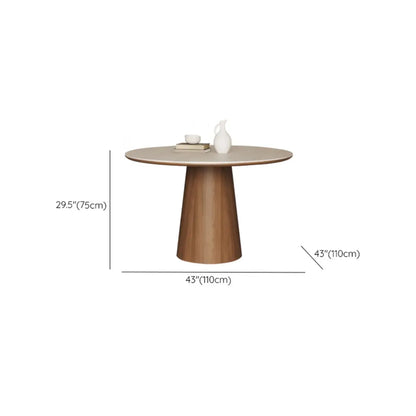 Modern Round Stone Top Pedestal Dining Table