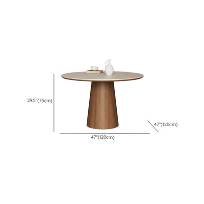 Modern Round Stone Top Pedestal Dining Table