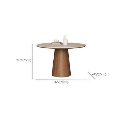 Modern Round Stone Top Pedestal Dining Table