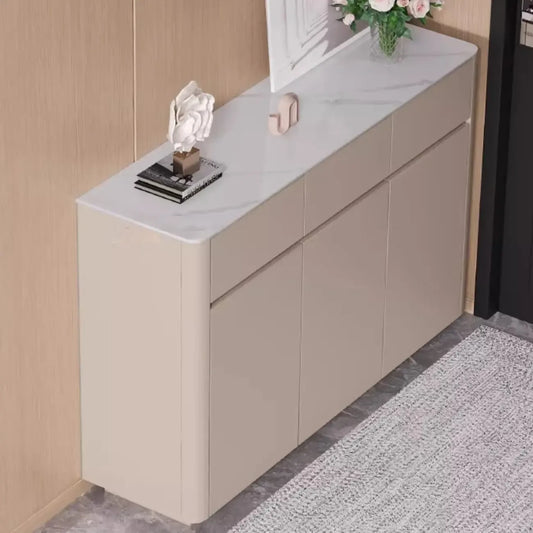 Modern Metal Shoe Cabinet with Khaki Finish