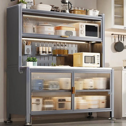 Modern Metal Buffet with Stone Countertop Narrow Design