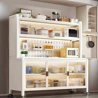 Modern Metal Buffet with Stone Countertop Narrow Design