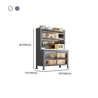 Modern Metal Buffet with Stone Countertop Narrow Design