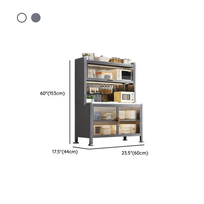 Modern Metal Buffet with Stone Countertop Narrow Design