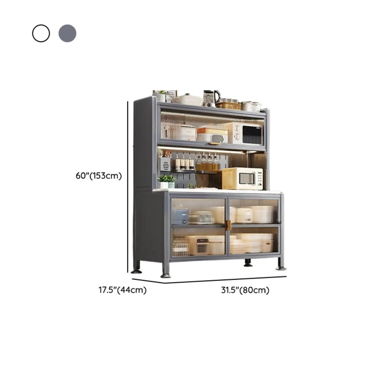 Modern Metal Buffet with Stone Countertop Narrow Design