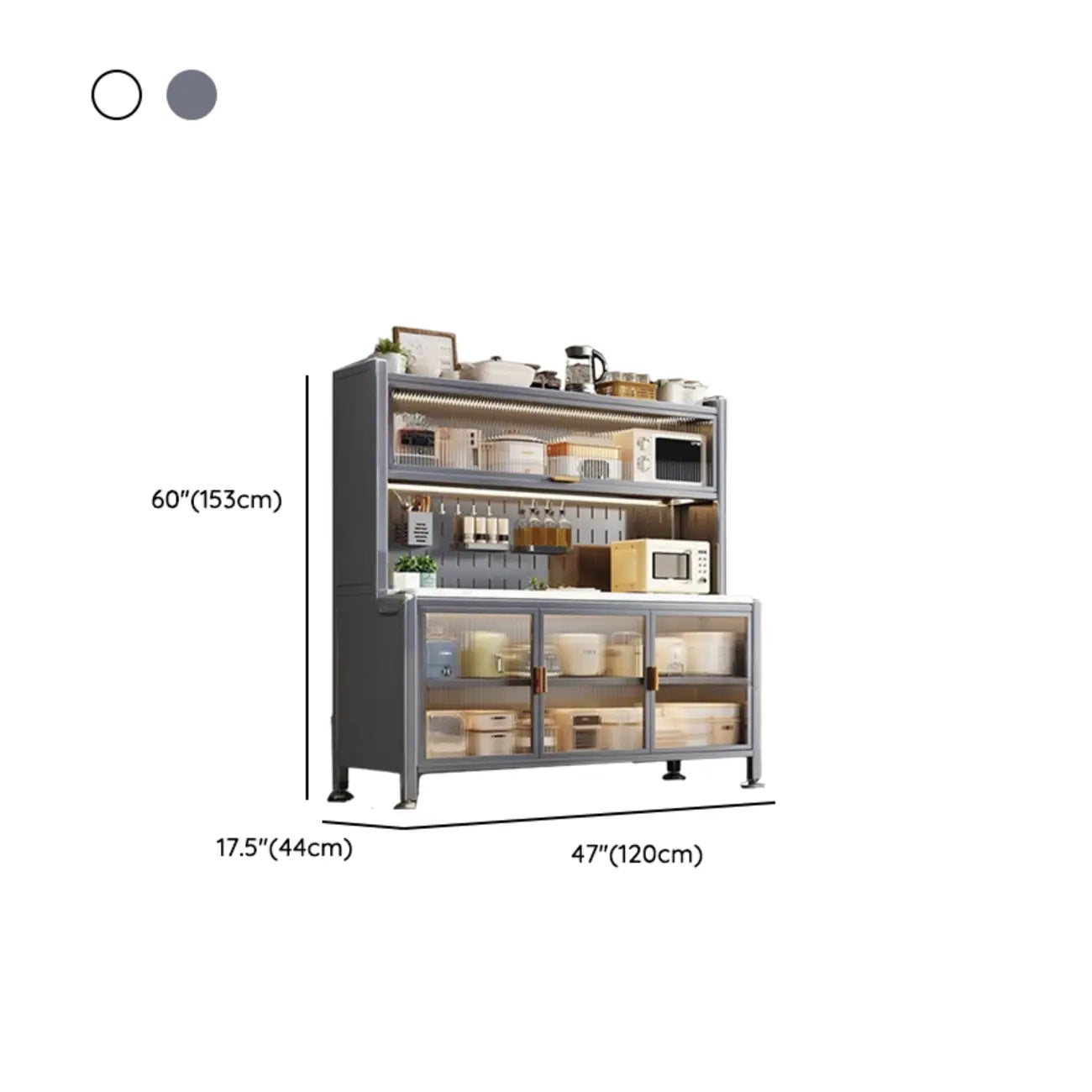 Modern Metal Buffet with Stone Countertop Narrow Design