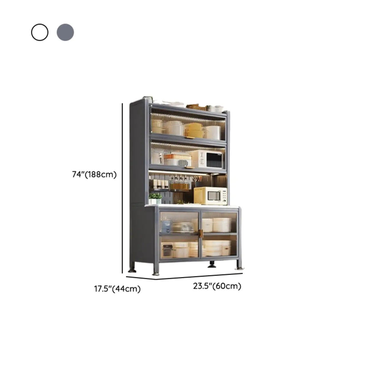 Modern Metal Buffet with Stone Countertop Narrow Design