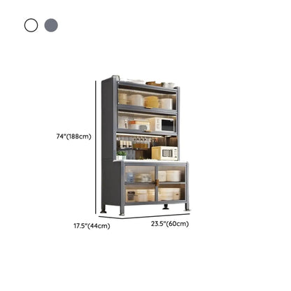 Modern Metal Buffet with Stone Countertop Narrow Design