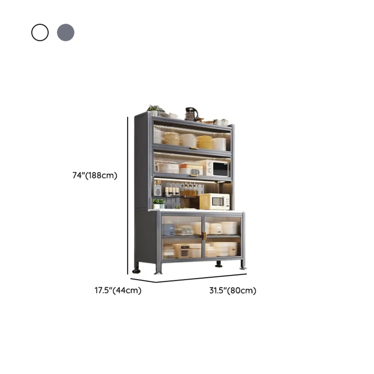 Modern Metal Buffet with Stone Countertop Narrow Design