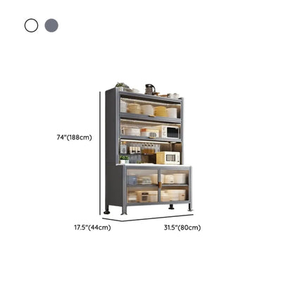 Modern Metal Buffet with Stone Countertop Narrow Design