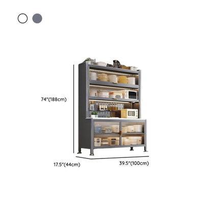 Modern Metal Buffet with Stone Countertop Narrow Design