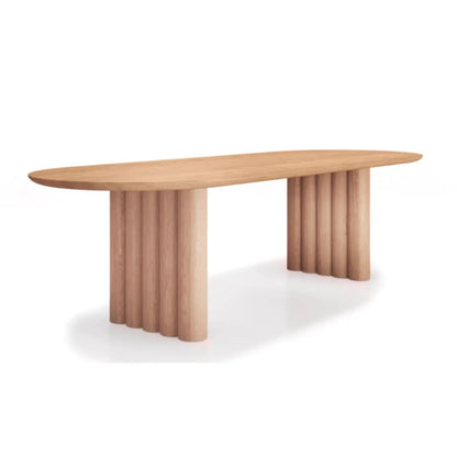 Modern Oval Solid Wood Double Pedestal Table