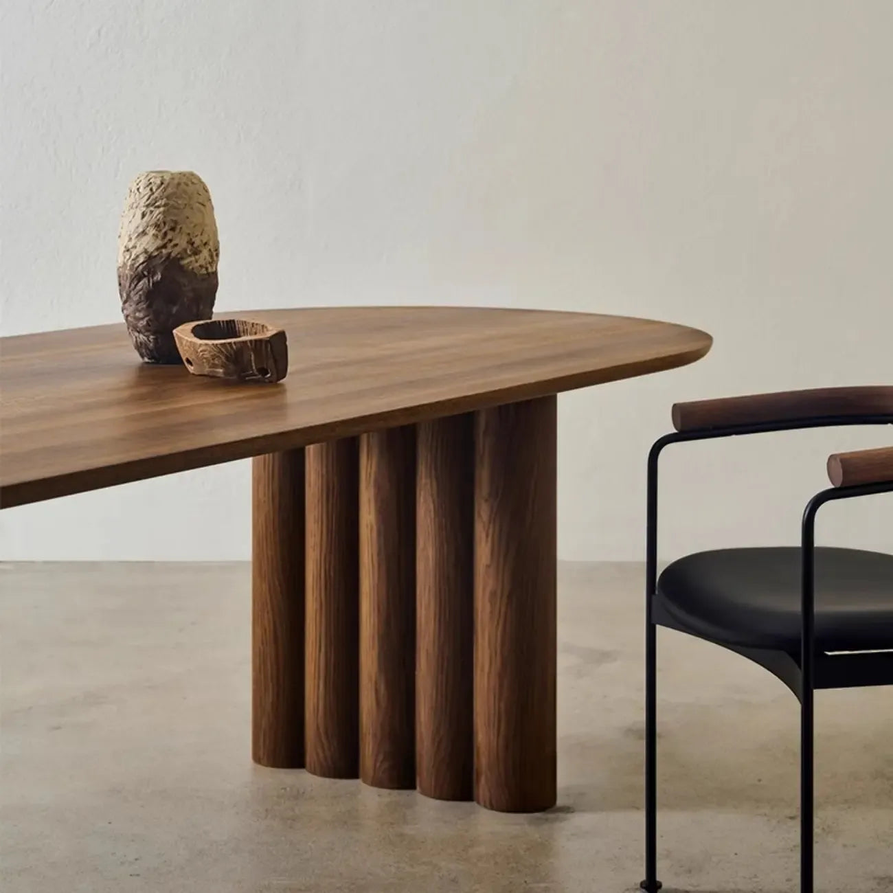 Modern Oval Solid Wood Double Pedestal Table