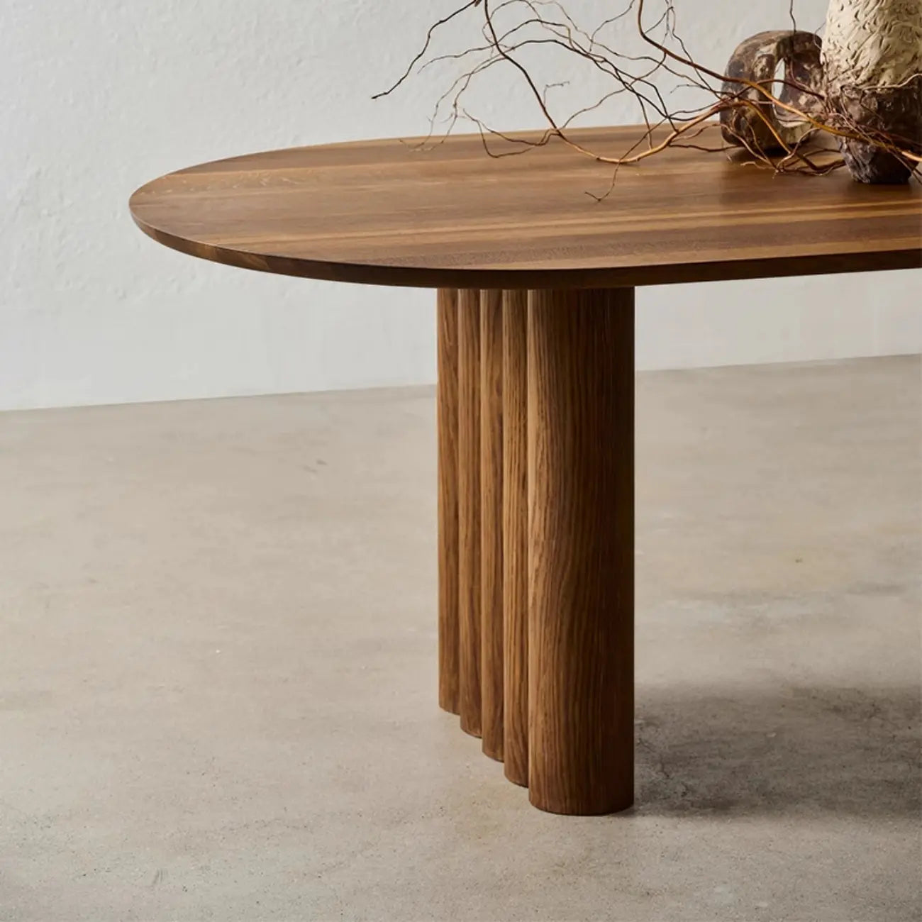 Modern Oval Solid Wood Double Pedestal Table