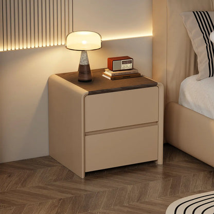 Versatile Modern Faux Leather Wooden Nightstand