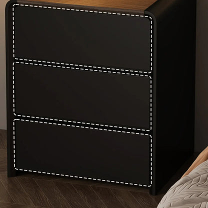 Versatile Modern Faux Leather Wooden Nightstand