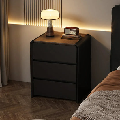 Versatile Modern Faux Leather Wooden Nightstand