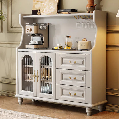 Modern Wood Kitchen Buffet with Shelves and Stemware Rack