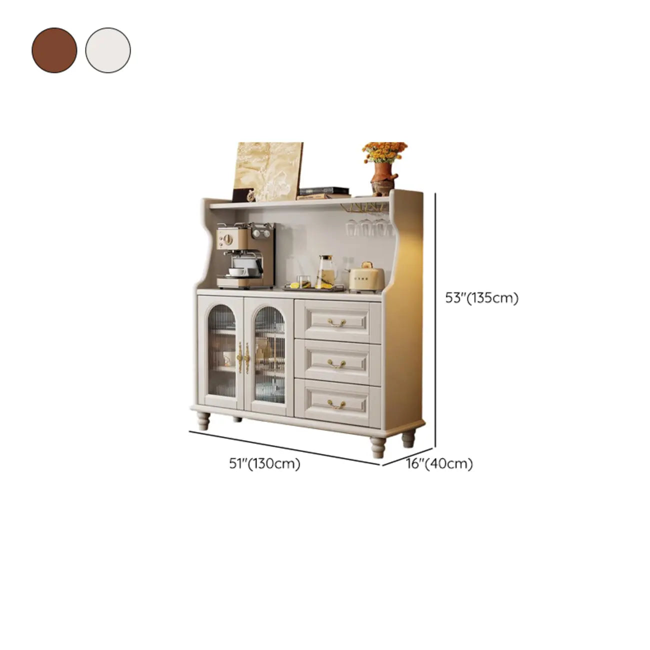 Modern Wood Kitchen Buffet with Shelves and Stemware Rack