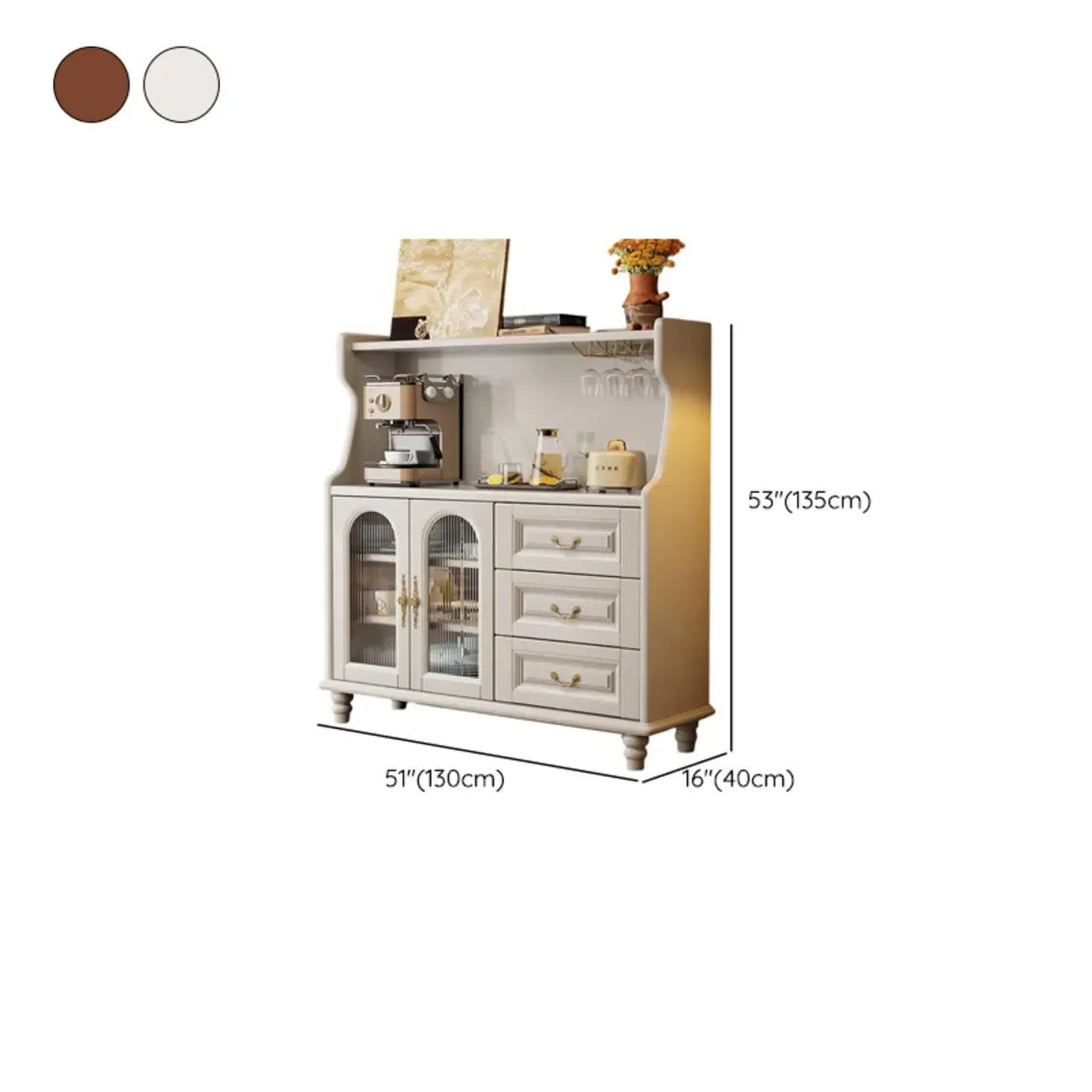 Modern Wood Kitchen Buffet with Shelves and Stemware Rack