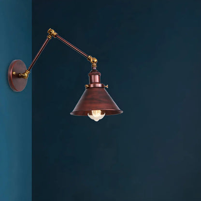 Industrial Brass Black Adjustable Swing Arm Wall Light