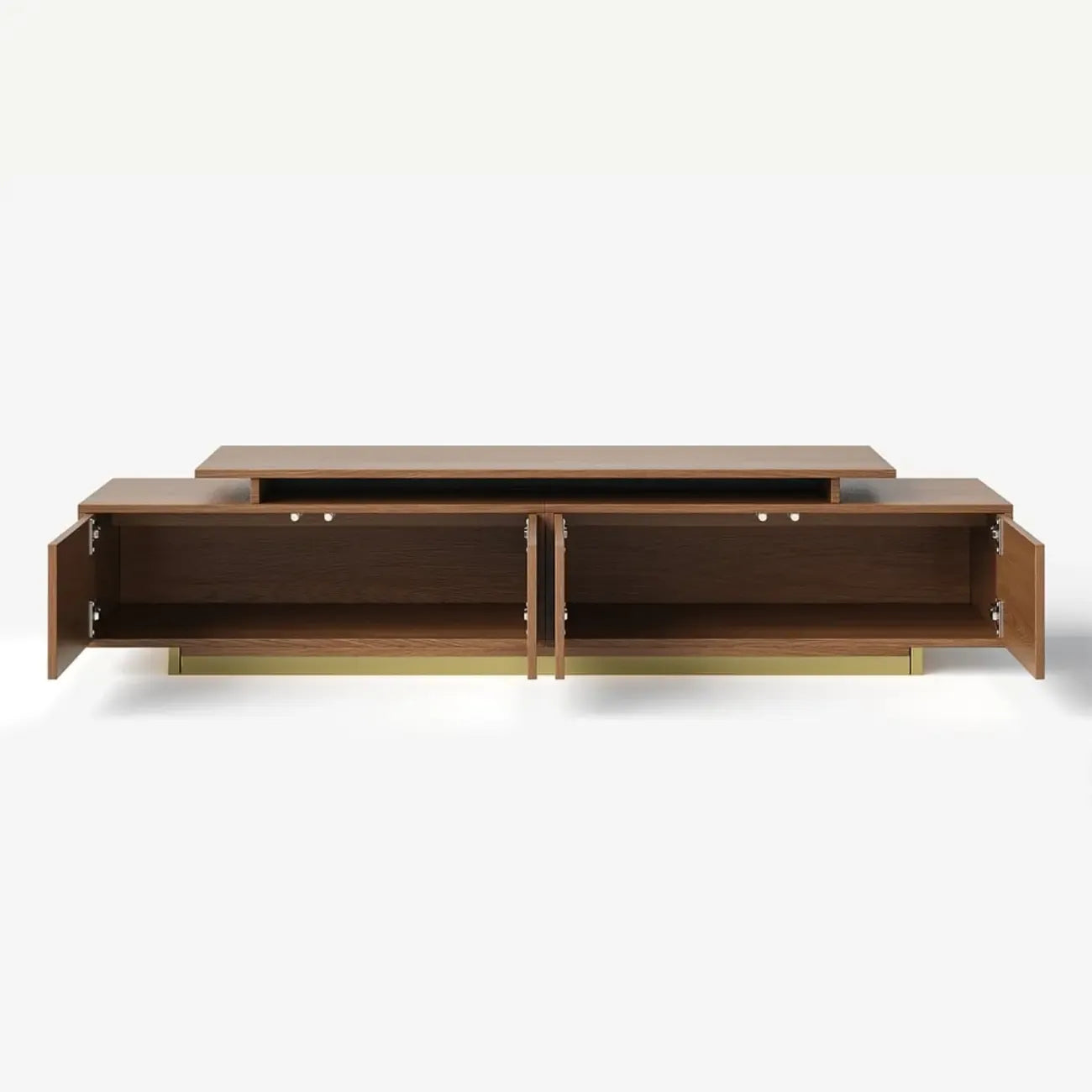 Extendable Walnut Wooden Open Storage TV Stand
