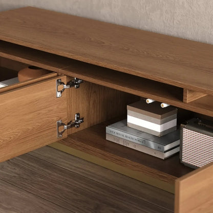 Extendable Walnut Wooden Open Storage TV Stand