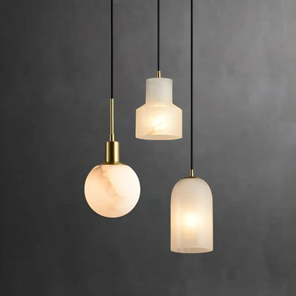 Minimalistic Alabaster White Bell Globe Pendant Light