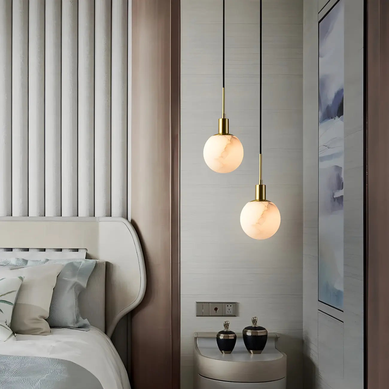 Minimalistic Alabaster White Bell Globe Pendant Light